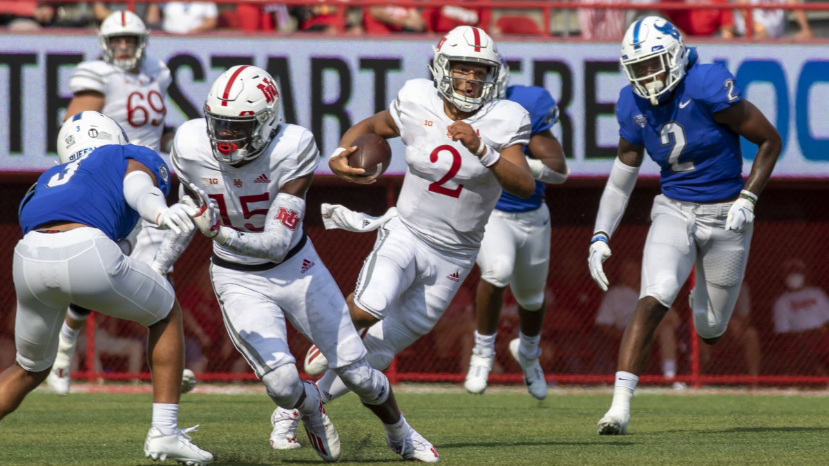 Martinez 71 yard run 2021 Buffalo at Nebraska football